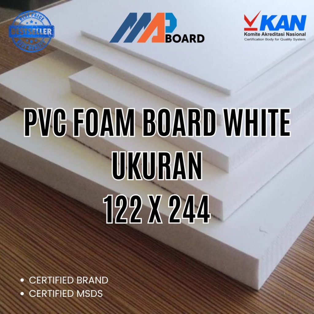 PVC Foam Board Putih ukuran 122x244cm berbagai ketebalan untuk furniture, interior dan advertising