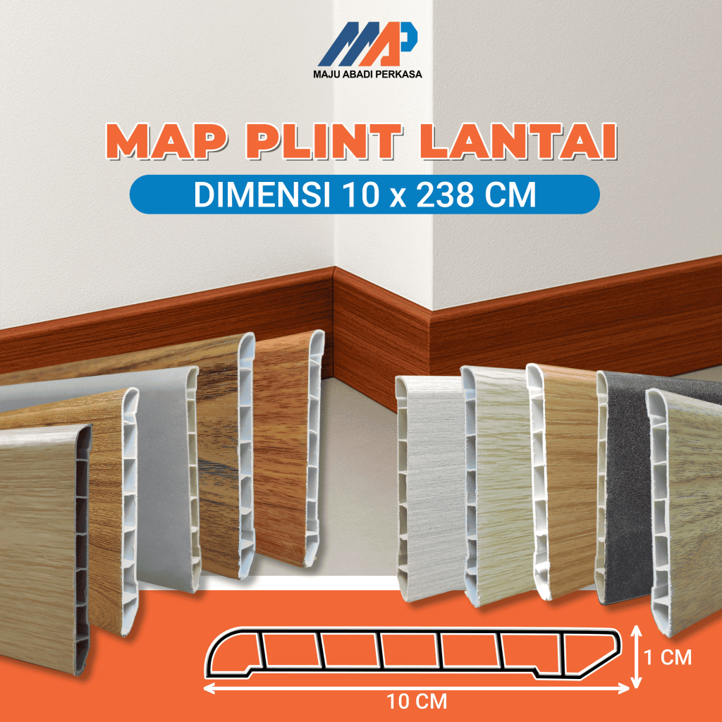 Plint Lantai ukuran 10x238cm motif kayu untuk finishing dinding dan lantai