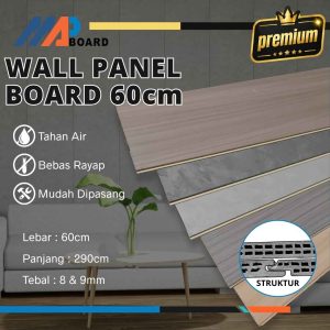 Wall Panel Board Premium 60 cm MAP Board dengan motif premium ukuran 60 x 290 cm tebal 9 mm.