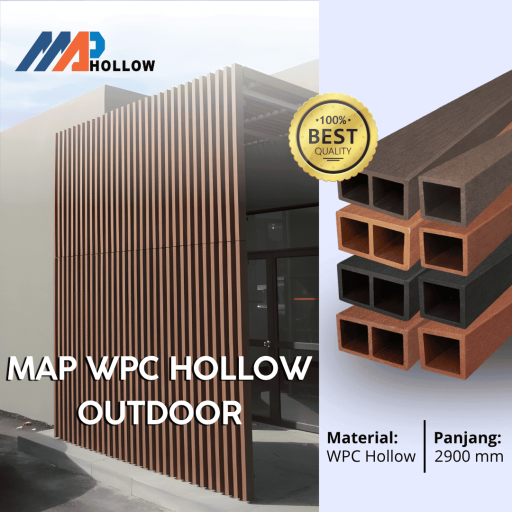WPC Hollow Outdoor 50x50x2900mm untuk Fasad, Pergola dan Pagar