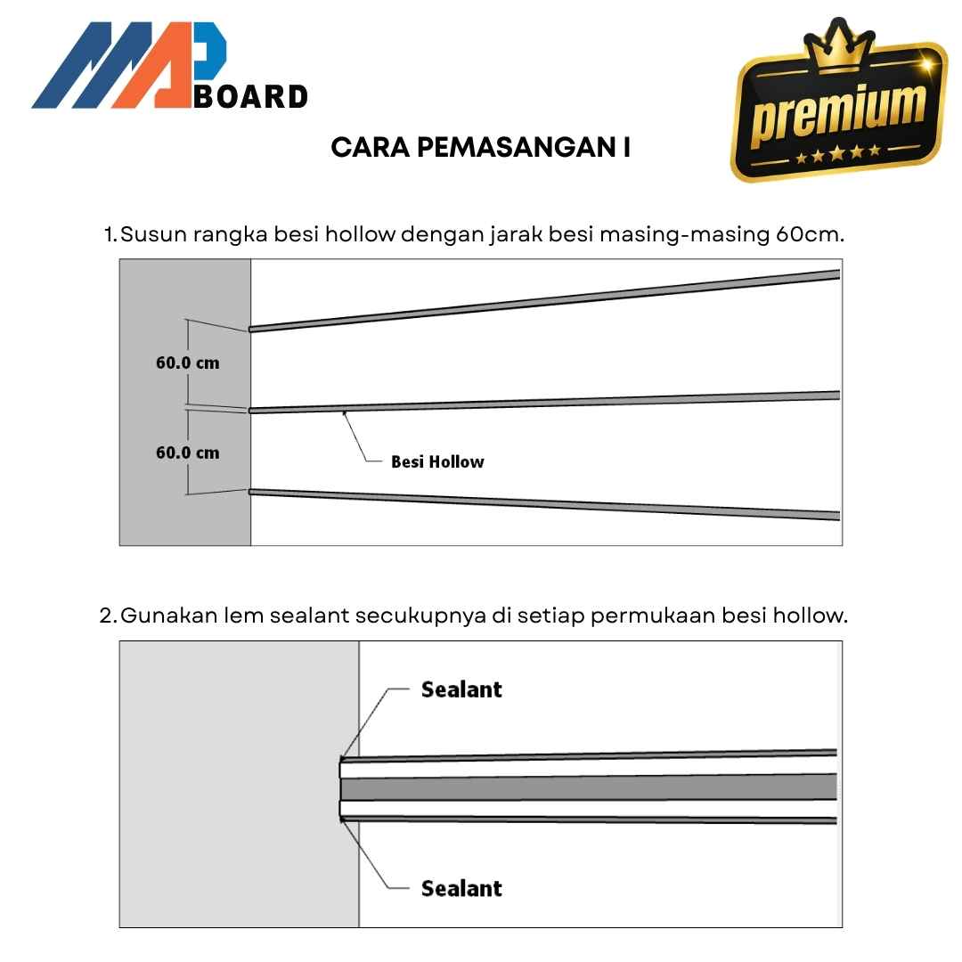 Wall Panel Board Premium 60 cm MAP Board dengan motif premium ukuran 60 x 290 cm tebal 9 mm.