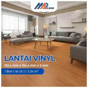 Floor Vinyl 2mm motif kayu ukuran 152,4 x 914,4 mm untuk lantai interior